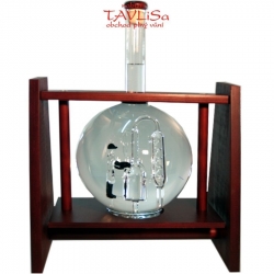 sklo Dřevěná houpačka s lahví 0,5l destilační zař.